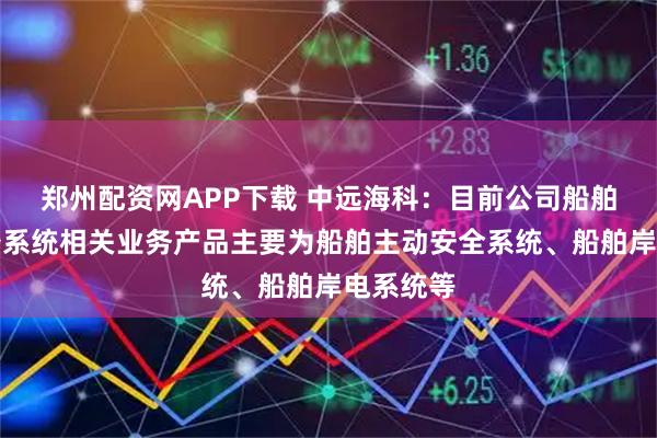 郑州配资网APP下载 中远海科：目前公司船舶配套设备系统相关业务产品主要为船舶主动安全系统、船舶岸电系统等